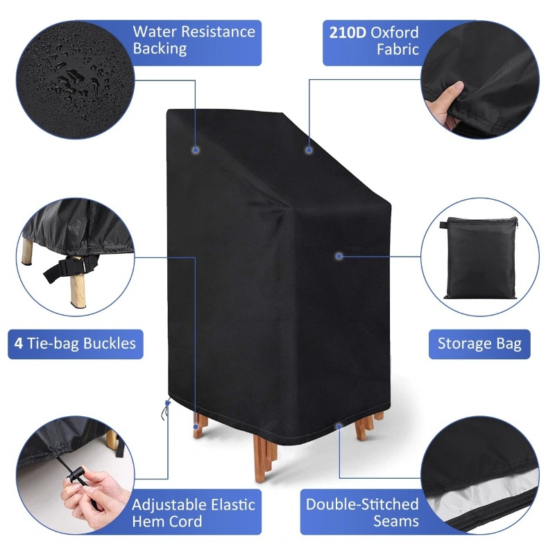 Outdoor Furniture Cover Waterproof - 1/2/PCS Penutup Kursi Tumpuk Anti Debu