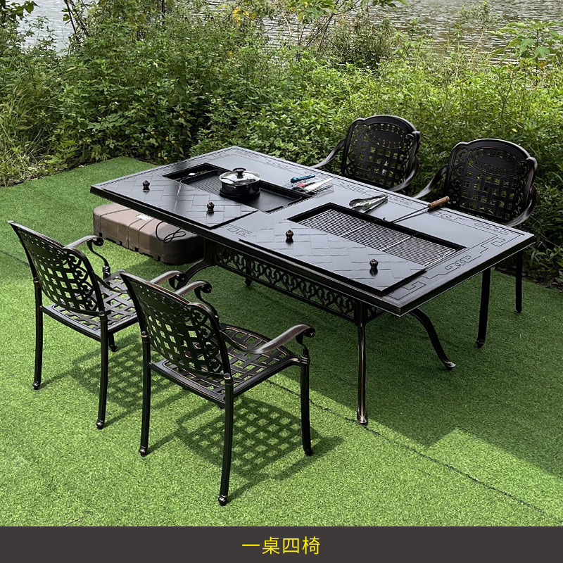Outdoor Furniture Iron - Kombinasi furnitur besi tempa meja dan