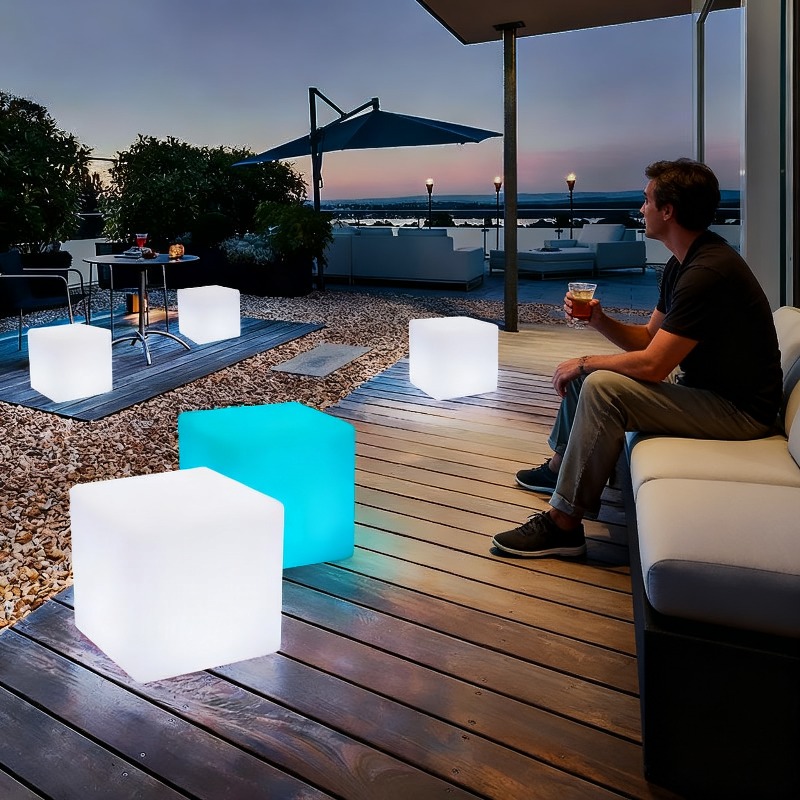 Meja Kubus LED PE Tahan UV, Da - Outdoor Furniture Recycled Plastic ulasan dan harga