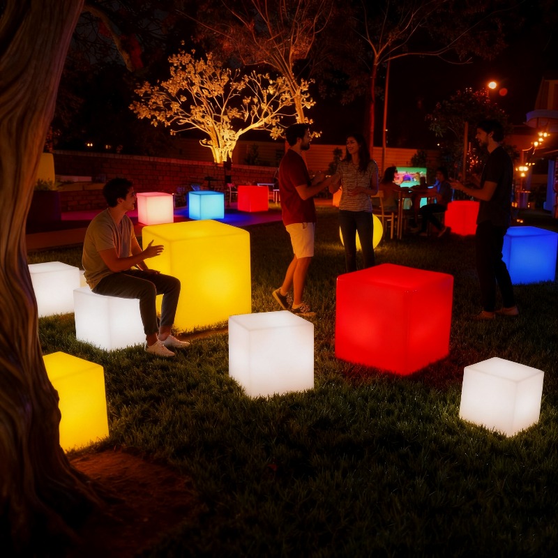 Meja Kubus LED PE Tahan UV, Da - Outdoor Furniture Recycled Plastic ulasan dan harga