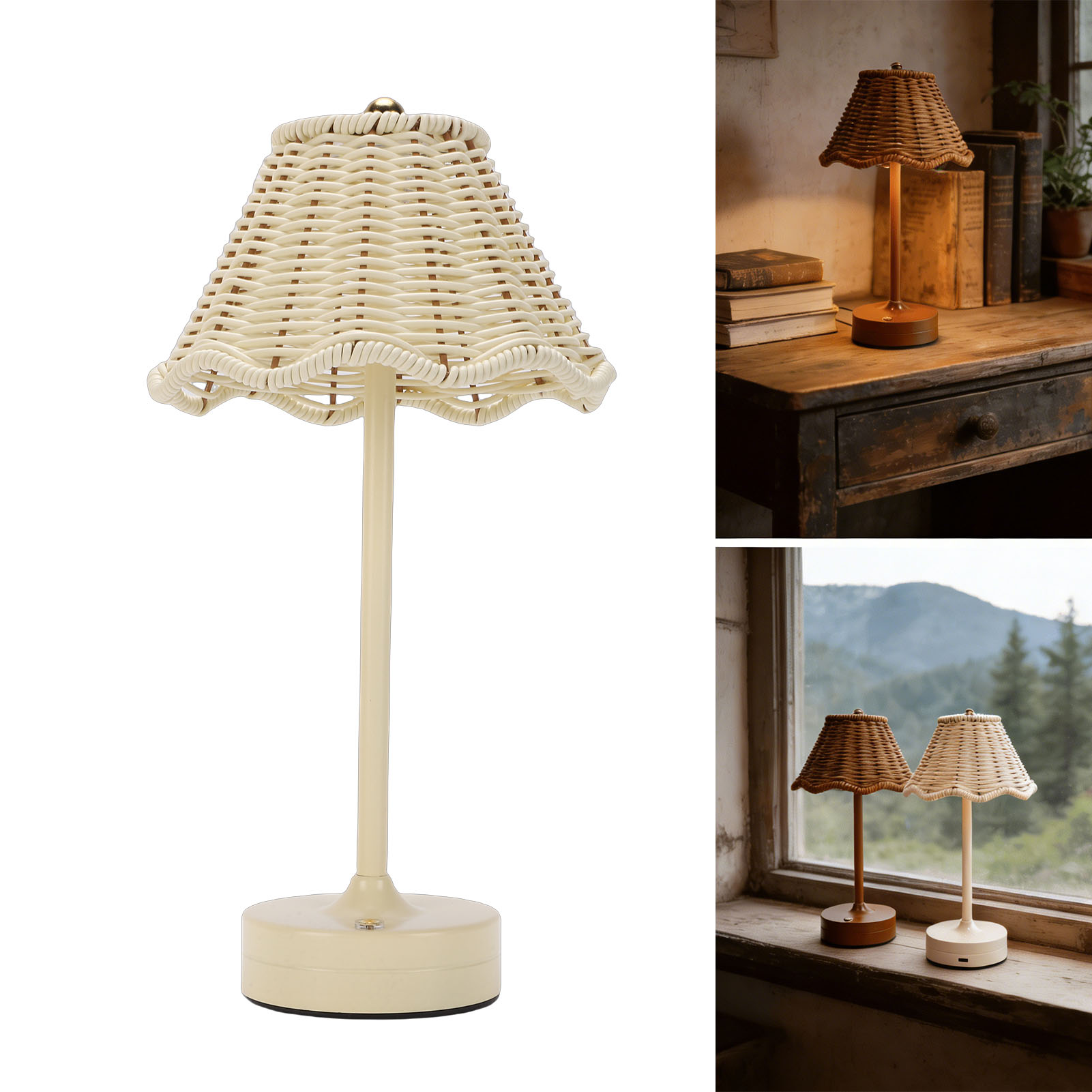 Lampu Meja Rotan Antik LED 3 W - Outdoor Furniture Cafe ulasan dan harga